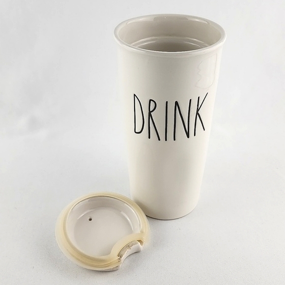 Rae Dunn Ceramic Travel Insulated Tall Mug Drink Lid Cup DRINK  Large Letters - Picture 7 of 12